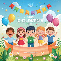 A colorful poster for a children's day celebration psd