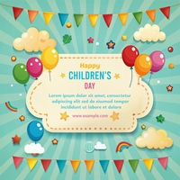 een kleurrijk poster voor een kinderen dag viering sjabloon psd