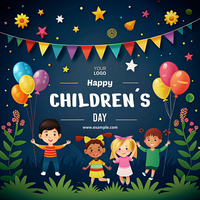 een kleurrijk poster voor een kinderen dag viering psd