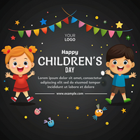 un póster para un para niños día celebracion presentando dos niños psd