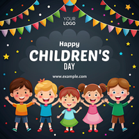 A poster for a children's day celebration with a group of kids psd
