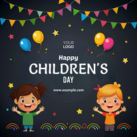 A poster for a child's birthday party with balloons and stars psd