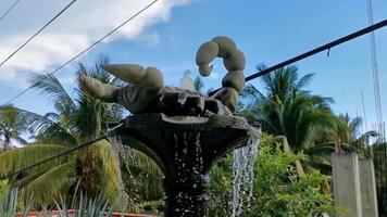 Puerto Escondido Oaxaca Mexico 2022 Fountain in the park with scorpion statue Puerto Escondido Mexico. video