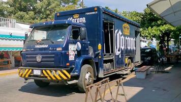 Puerto Escondido Oaxaca Mexico 2023 Mexican Corona beer trucks cargo transporter delivery cars in Mexico. video