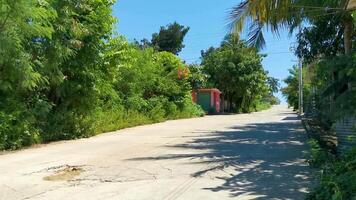 bunt Straße mit Häuser Palmen Autos Urwald puerto escondido Mexiko. video