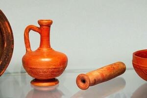 Antique ceramic decorative amphora on a white background photo