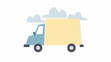 Animated truck icon in blue yellow pastel color video