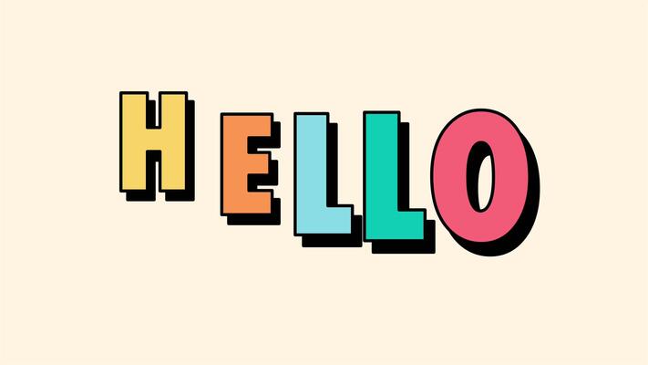 Screen looping of hello animated text footage