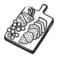 vleeswaren bord kaas Frans voedsel minnaar esthetisch schetsen tekening illustratie schattig clip art transparant achtergrond png