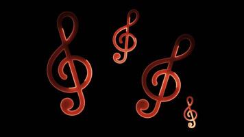 Glowing looping icon music, song, musical instrument effect, black background. video