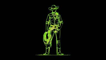 glühend Schleifen Symbol Argentinien Cowboy Gaucho Neon- Wirkung, schwarz Hintergrund. video