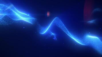 Blue energy futuristic waves with light rays and energy particles. Abstract background. video