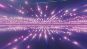 resumen púrpura brillante energía de alta tecnología líneas y digital partículas túnel video
