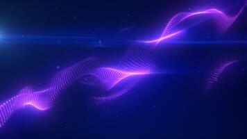 Purple energy futuristic waves with light rays and energy particles. Abstract background. in high quality 4k, motion design video