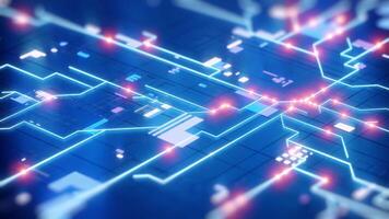 Abstract blue neon digital circuit background video