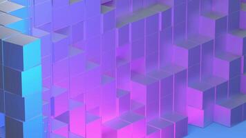 Abstract background featuring 3D cubes in shades of blue and purple, creating a modern, vibrant, and geometric design. video