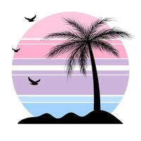 palm silhouettes at sunset vector