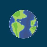 the earth is shown in a flat design on a blue background vector