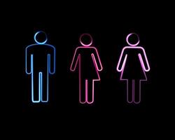 Illustration of gender symbols with neon effect. vector