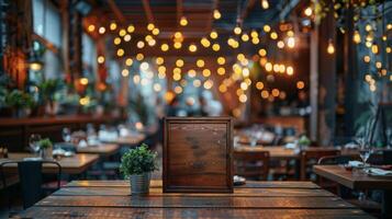 Wooden Table With Potted Plant photo