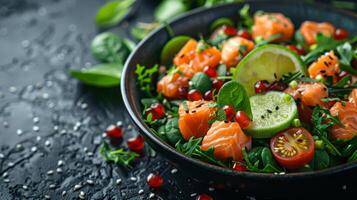 Close Up of a Bowl of Food on a Table photo