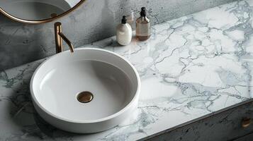 Modern Bathroom Sink With Marble Counter Top photo