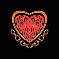 flaming love tattoo design vector