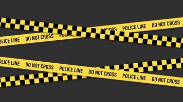 Yellow Police Warning Tape Wrapped Around, Isolated on Dark Background. Police Lines, Wide Design, Banner for Web, Social Media. vector