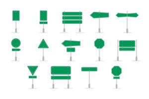 Green road sign board. Direction signs boards on metal stand vector