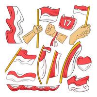 Indipendent Flag Indonesia doodle vector