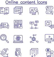 online content icon set in thin line style vector