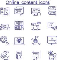 online content icon set in thin line style vector