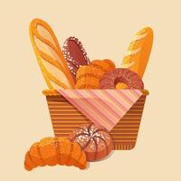 gradient Assorted Bread Basket Illustration vector