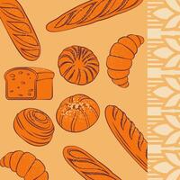 hand drawn art line Assorted Bakery Treats background vector