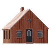 Wooden country house isolated on white background graphic illustration. vector