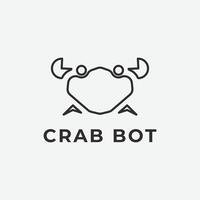 crab logo line art simple design, flat crab icon robot concept. vector