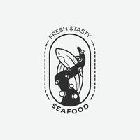 seafood logo icon design, octopus and fish icon illustration. vector