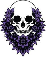 Skull with flower vector