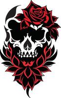 Skull Design with flower vector