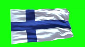 Finland Flag 3d render waving animation motion graphic isolated on green screen background video