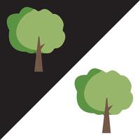 Flat tree icon illustration, Green tree icon. flat color design. Isolated on Black and White Background. vector