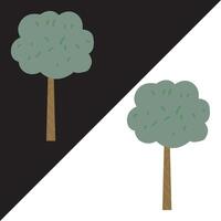 Flat forest tree design. colored tree illustration Isolated on Black and White Background. vector
