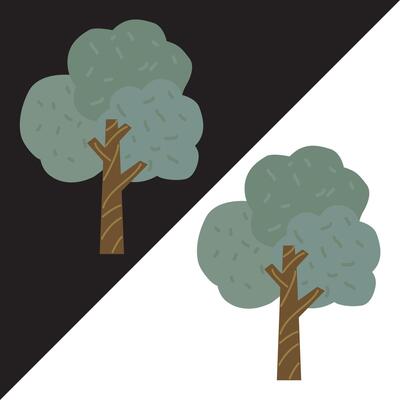 forest tree nature icon Isolated on Black and White Background. colored tree illustration