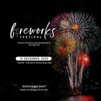 Black White Modern Fireworks Festival Instagram Post template