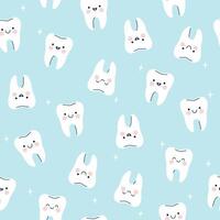 Simple seamless pattern with cute kawaii teeth. graphics. vector
