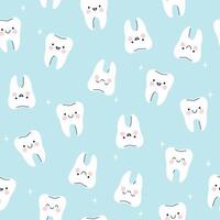 Simple seamless pattern with cute kawaii teeth. graphics. vector