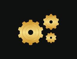 3d gold settings gears cogs illustration fully editable with black background vector