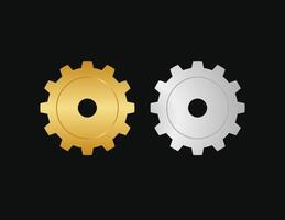 Gold and Silver gears with black background illustration in 3d style vector