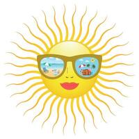 Illustration of a joyful sun in glasses vector