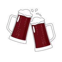 Two glasses of dark beer vector